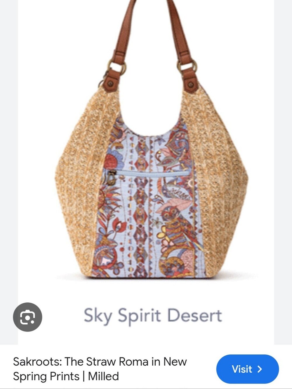Sakroots Sky Spirit Desert Straw Tote - Beige Straw & Multi